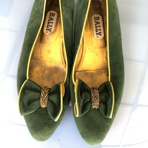Bally Green Bow Flats
